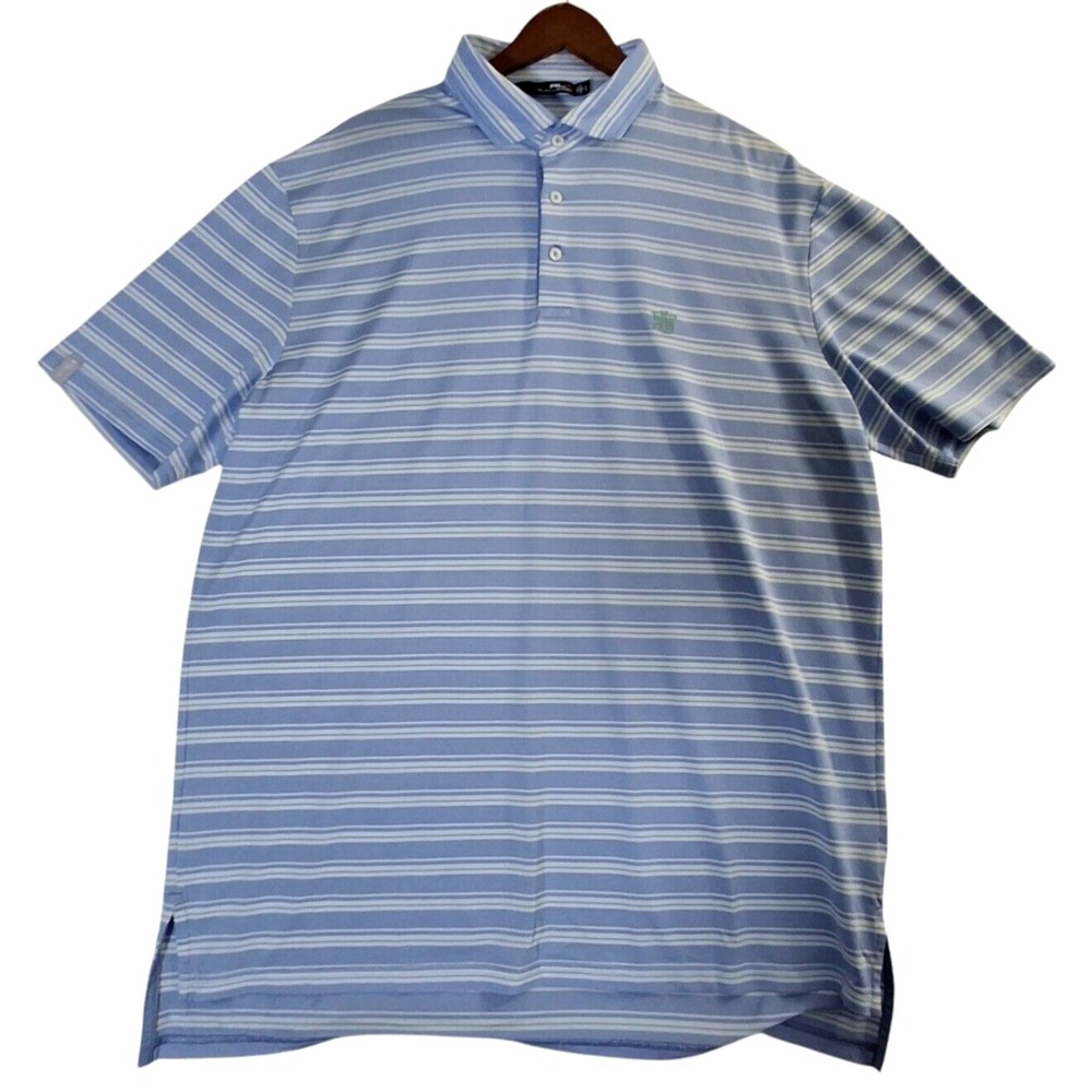 RLX Ralph Lauren Polo Shirt Men's XL Blue Striped Performance Stretch Wicking - Picture 2 of 7